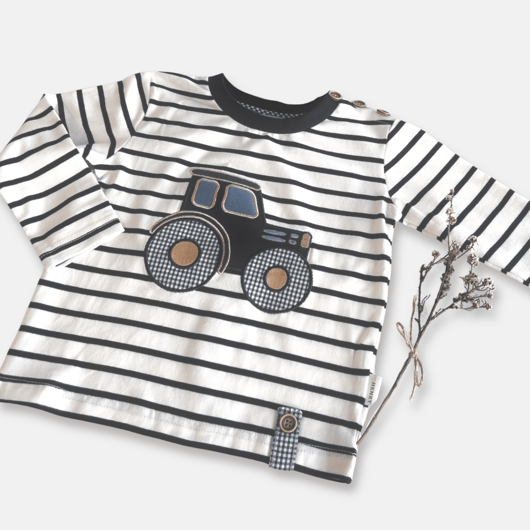 Love Henry Tops Baby Boys LS Applique Tee - Tractor