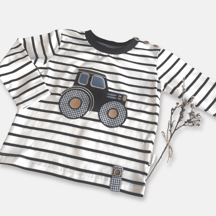 Love Henry Tops Baby Boys LS Applique Tee - Tractor