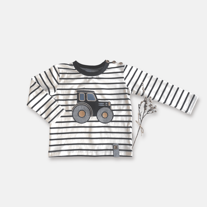 Love Henry Tops Baby Boys LS Applique Tee - Tractor