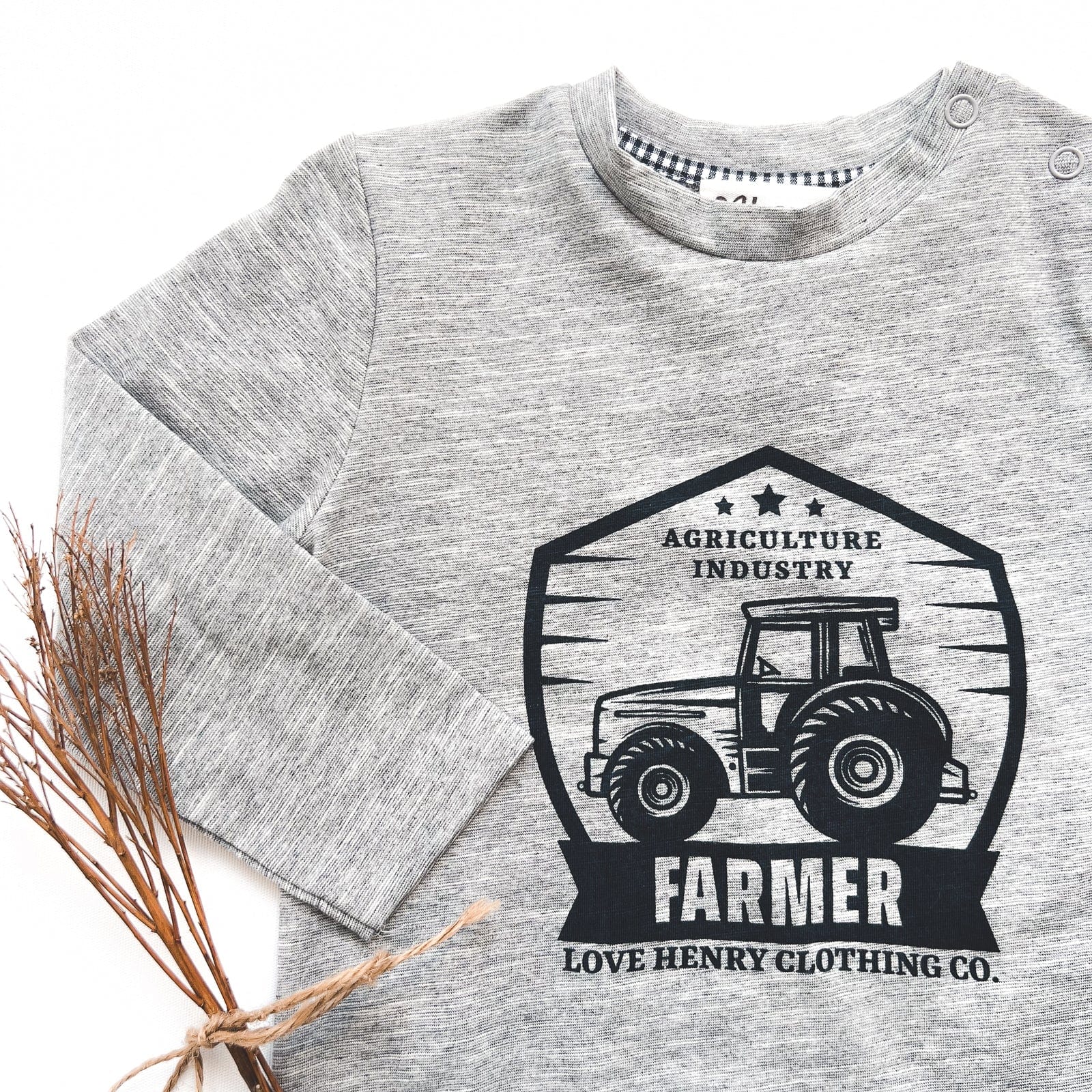 Love Henry Tops Baby Boys LS Graphic Tee - Farmer Tractor