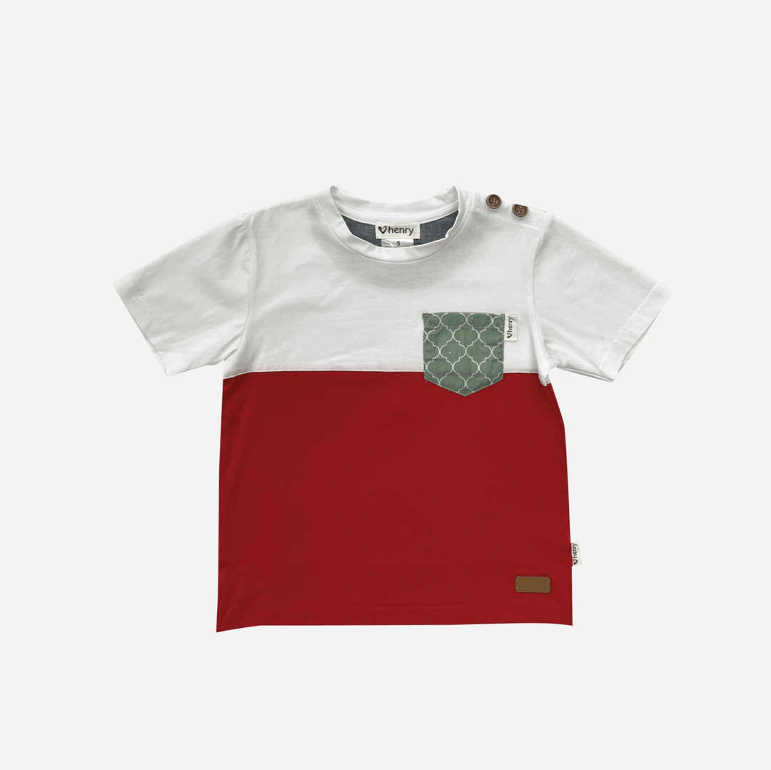 Love Henry Tops Baby Boys Pocket Tee - Green Geo Print