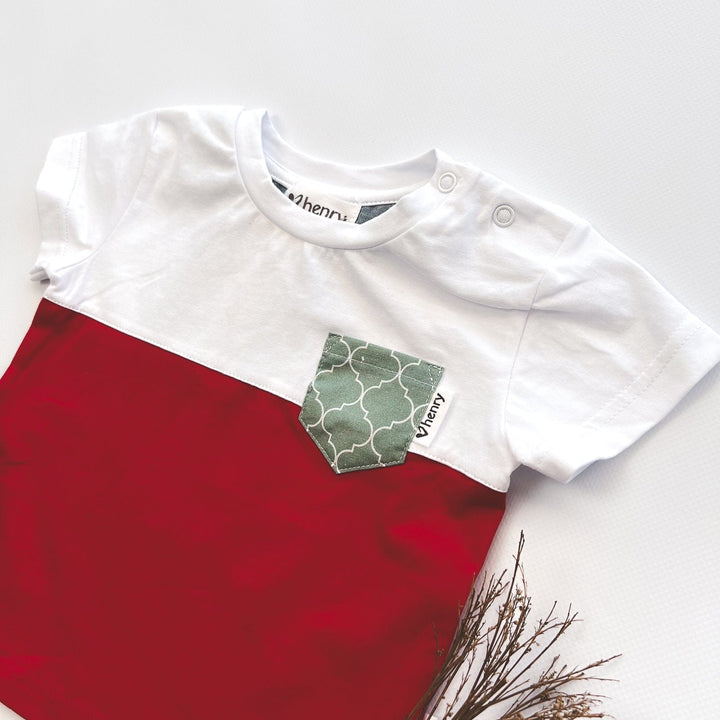 Love Henry Tops Baby Boys Pocket Tee - Green Geo Print