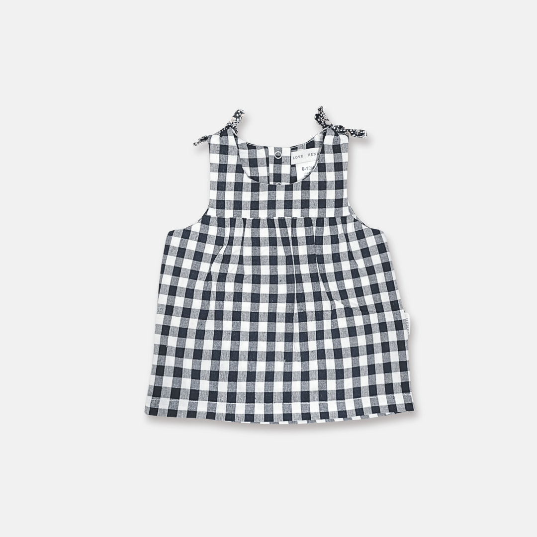 Love Henry Tops Baby Girls Amelia Top - Navy Check