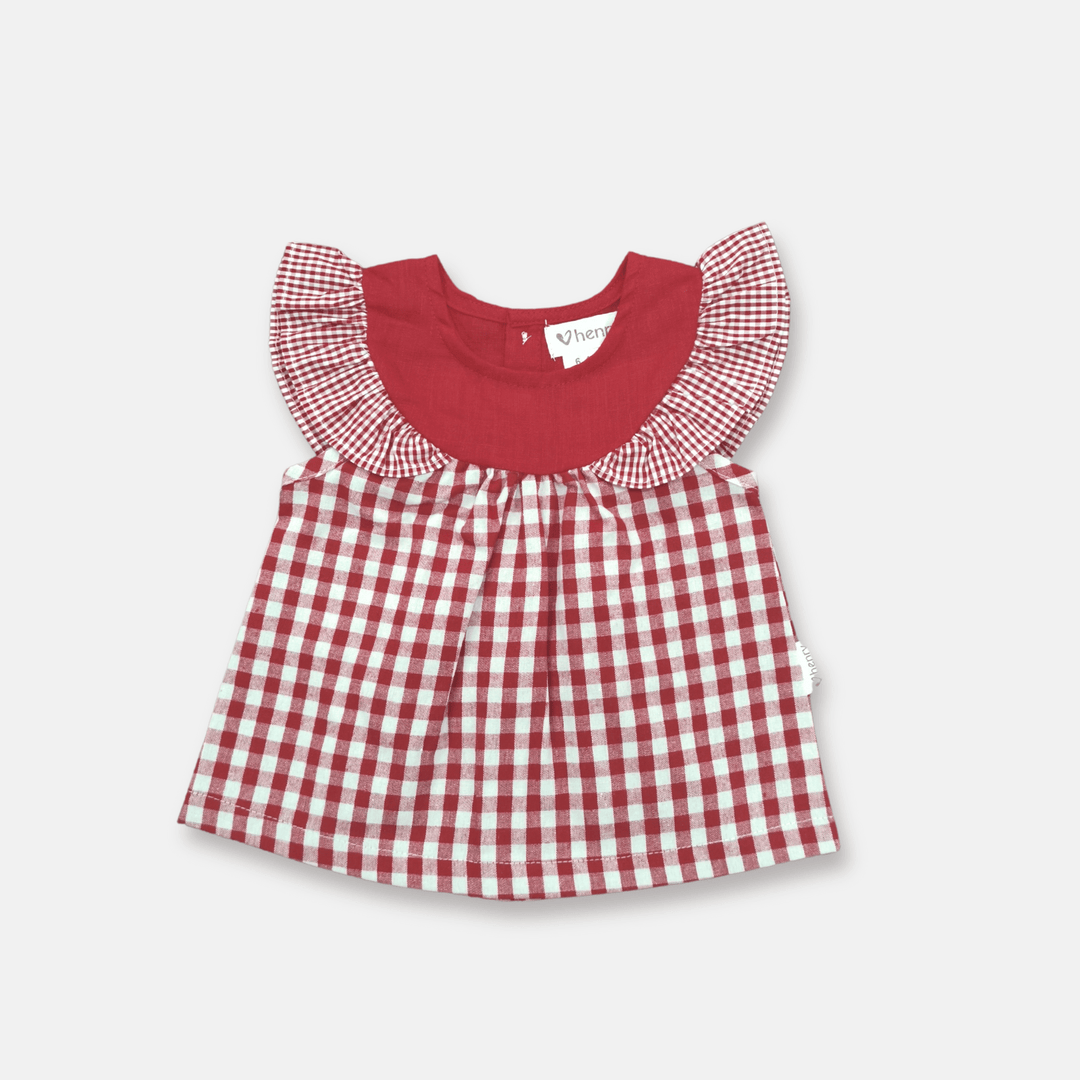 Love Henry Tops Baby Girls Tasmin Top - Red Checks