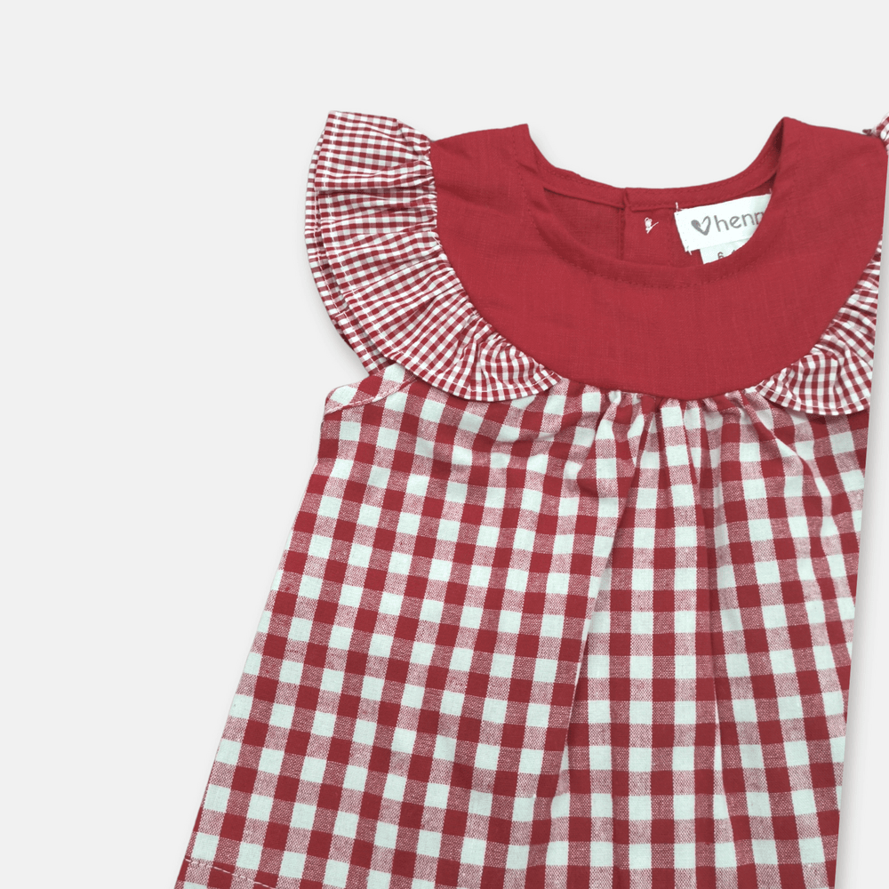 Love Henry Tops Baby Girls Tasmin Top - Red Checks