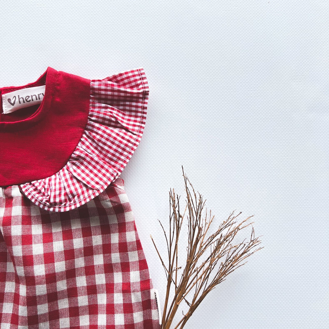 Love Henry Tops Baby Girls Tasmin Top - Red Checks