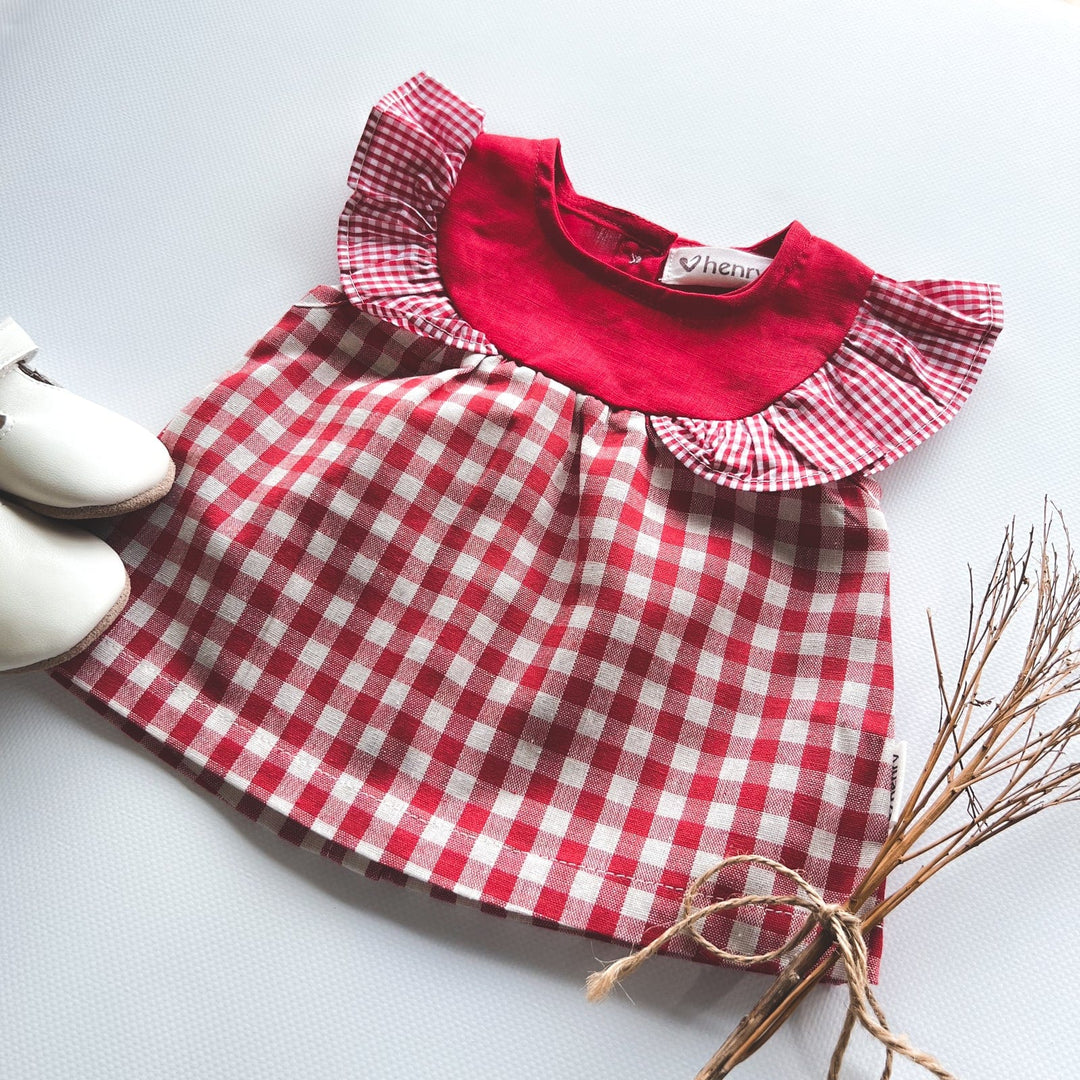 Love Henry Tops Baby Girls Tasmin Top - Red Checks