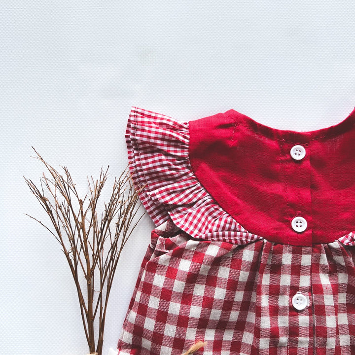 Love Henry Tops Baby Girls Tasmin Top - Red Checks