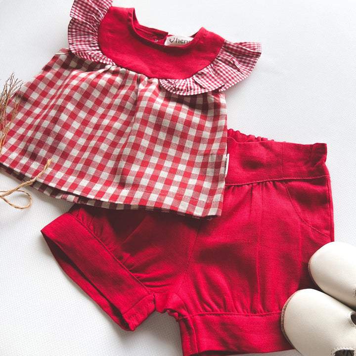 Love Henry Tops Baby Girls Tasmin Top - Red Checks