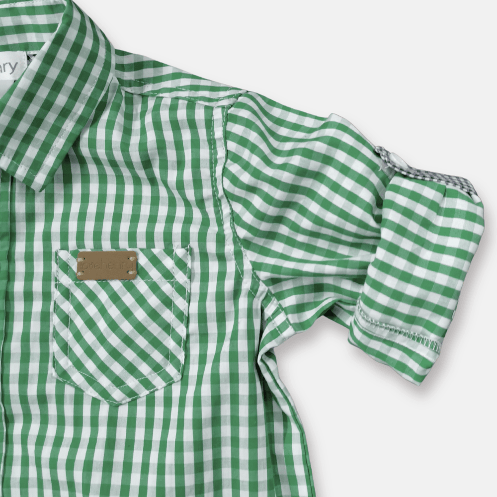 Love Henry Tops Boys Dress Shirt - Bright Green Check