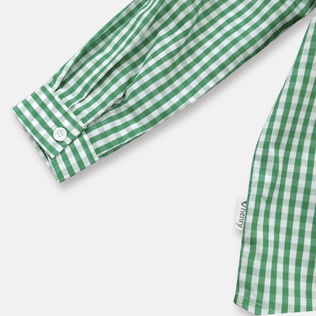 Love Henry Tops Boys Dress Shirt - Bright Green Check