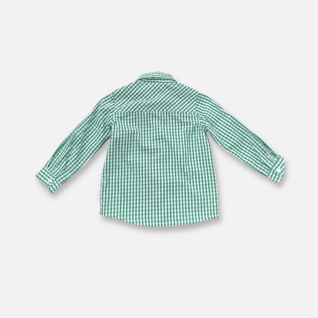 Love Henry Tops Boys Dress Shirt - Bright Green Check