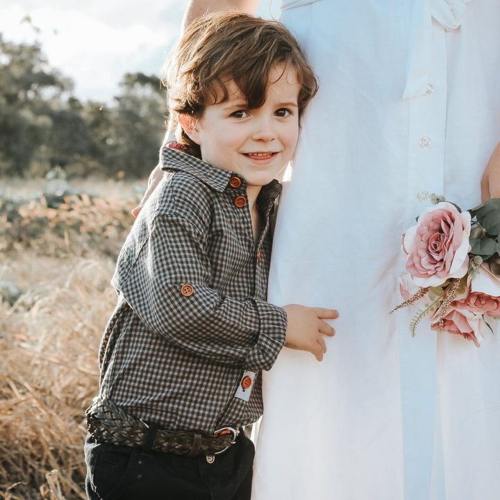 Love Henry Tops Boys Dress Shirt - Gingham