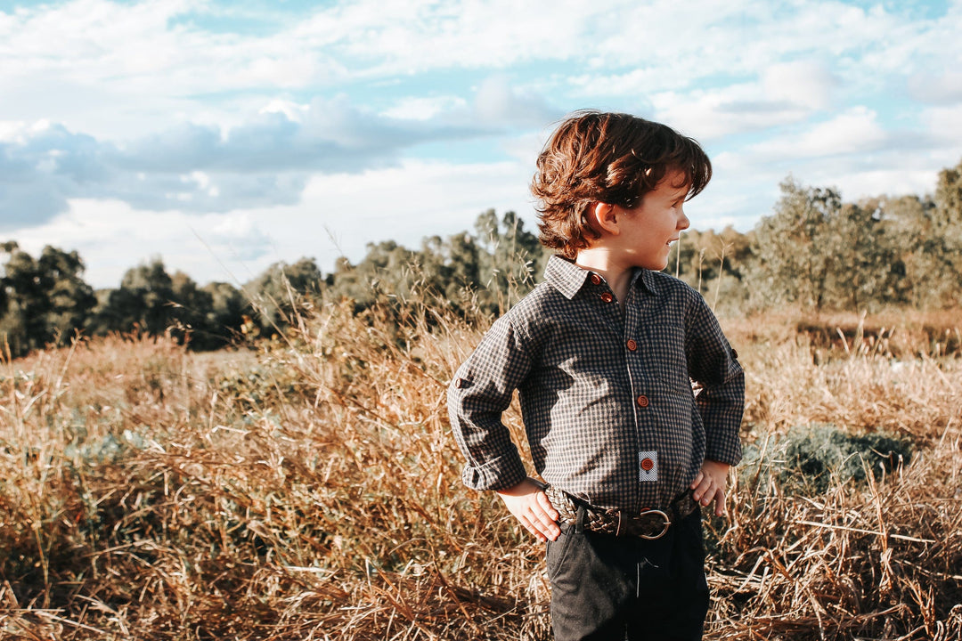 Love Henry Tops Boys Dress Shirt - Gingham