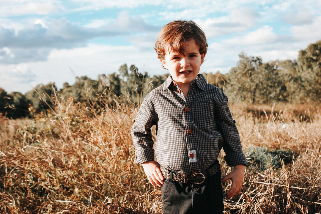 Love Henry Tops Boys Dress Shirt - Gingham