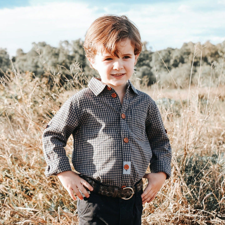 Love Henry Tops Boys Dress Shirt - Gingham