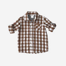 Load image into Gallery viewer, Love Henry Tops Boys Dress Shirt - Large Bronze Check
