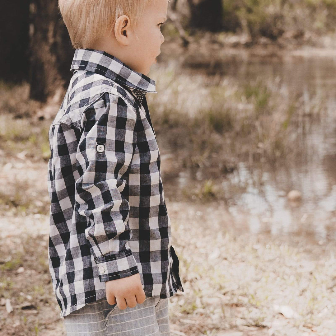 Love Henry Tops Boys Dress Shirt - Large Navy Check