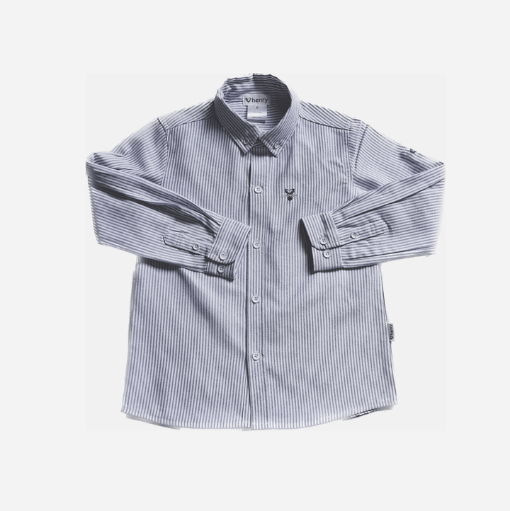 Love Henry Tops Boys Dress Shirt - Navy Pinstripe