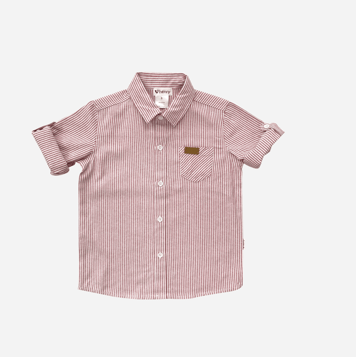 Love Henry Tops Boys Dress Shirt - Red Pinstripe