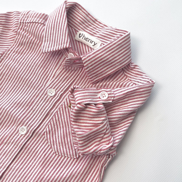 Love Henry Tops Boys Dress Shirt - Red Pinstripe