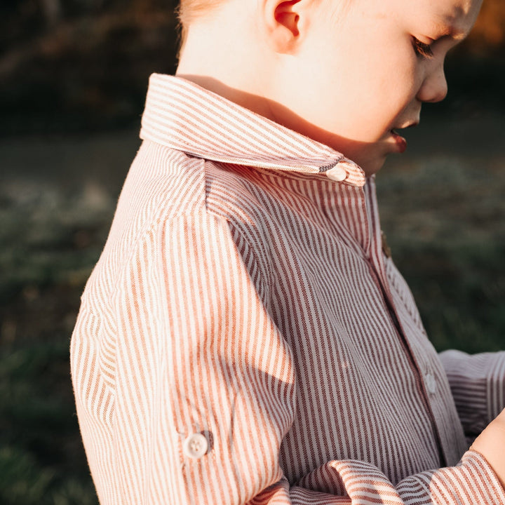 Love Henry Tops Boys Dress Shirt - Red Pinstripe