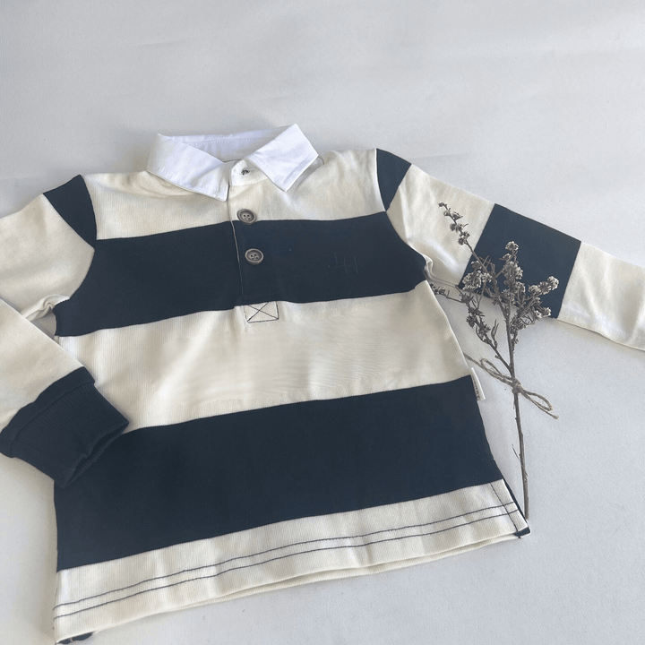 Love Henry Tops Boys Freddie Rugby Polo - Cream Stripe