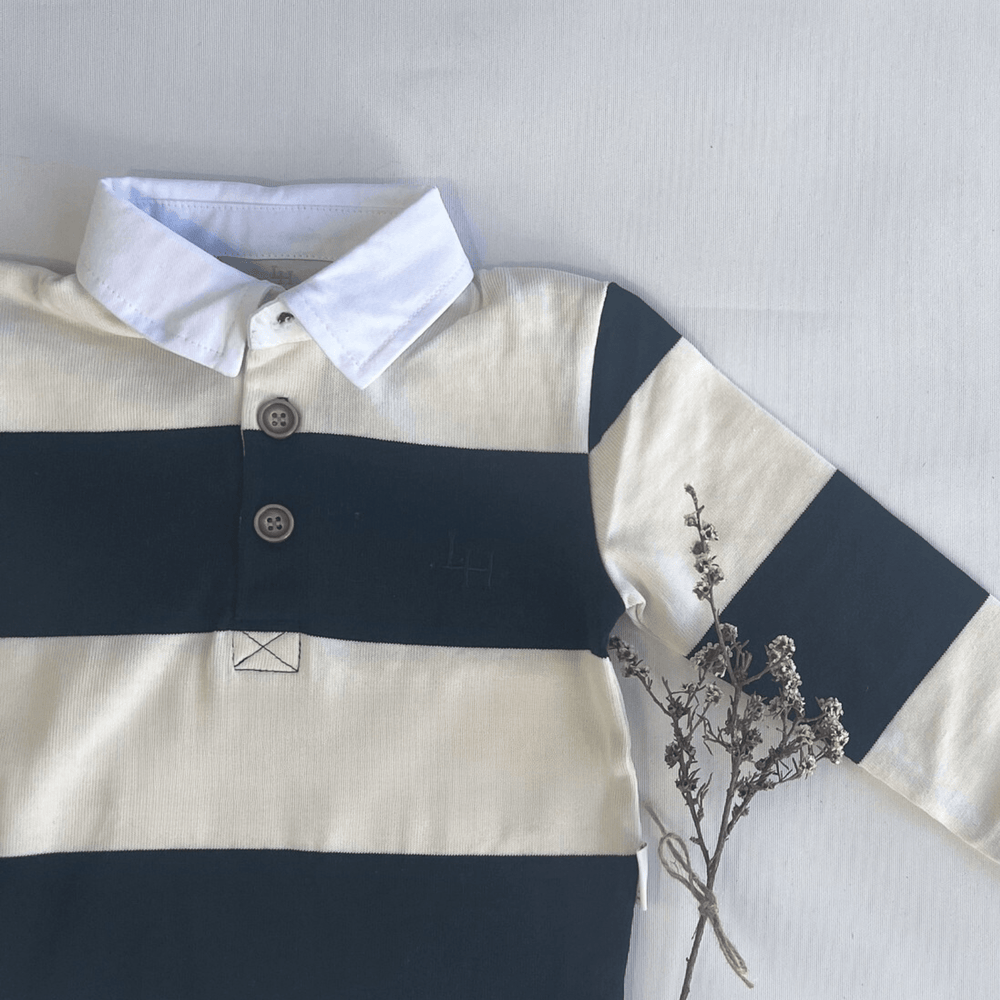 Love Henry Tops Boys Freddie Rugby Polo - Cream Stripe