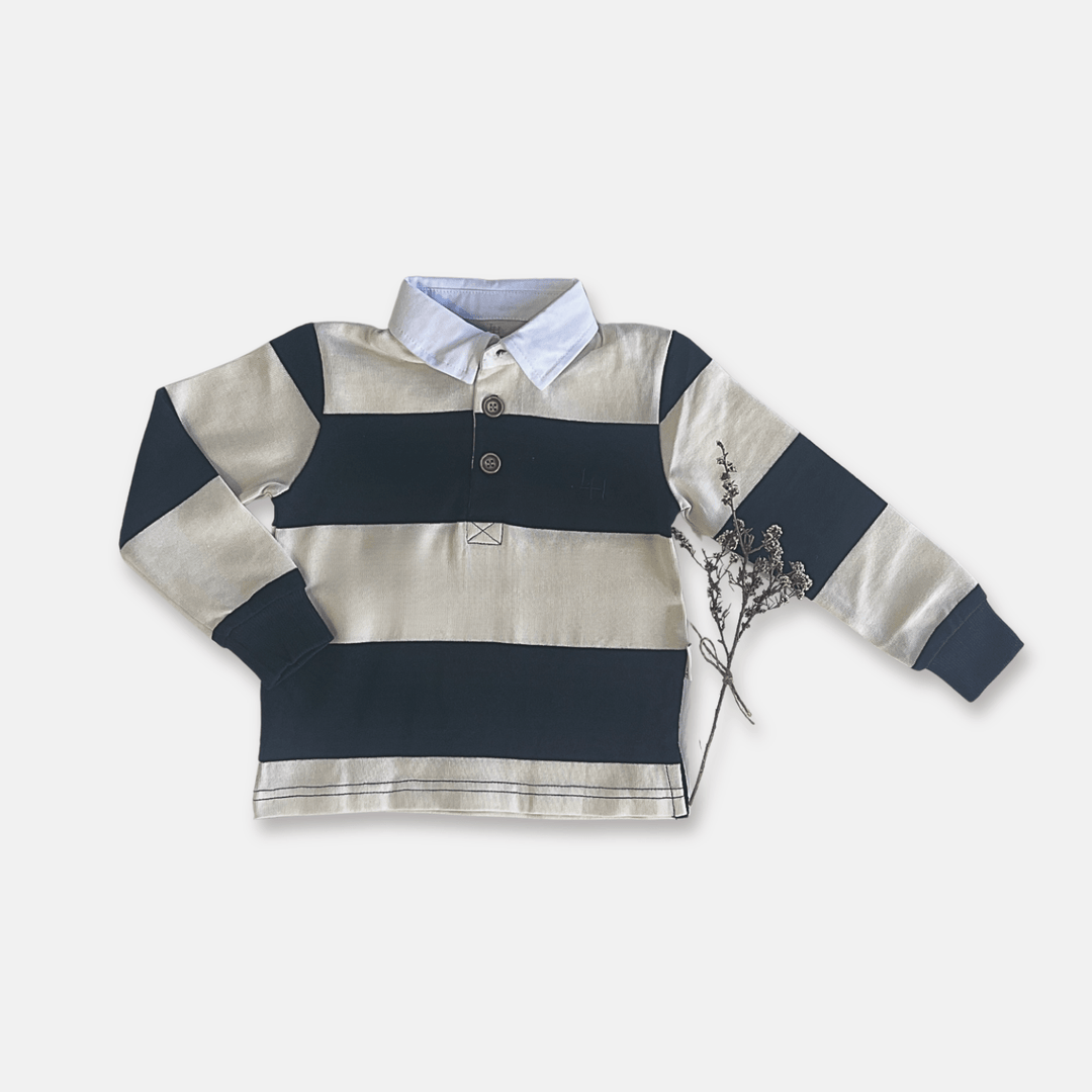 Love Henry Tops Boys Freddie Rugby Polo - Cream Stripe