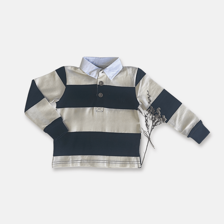Love Henry Tops Boys Freddie Rugby Polo - Cream Stripe