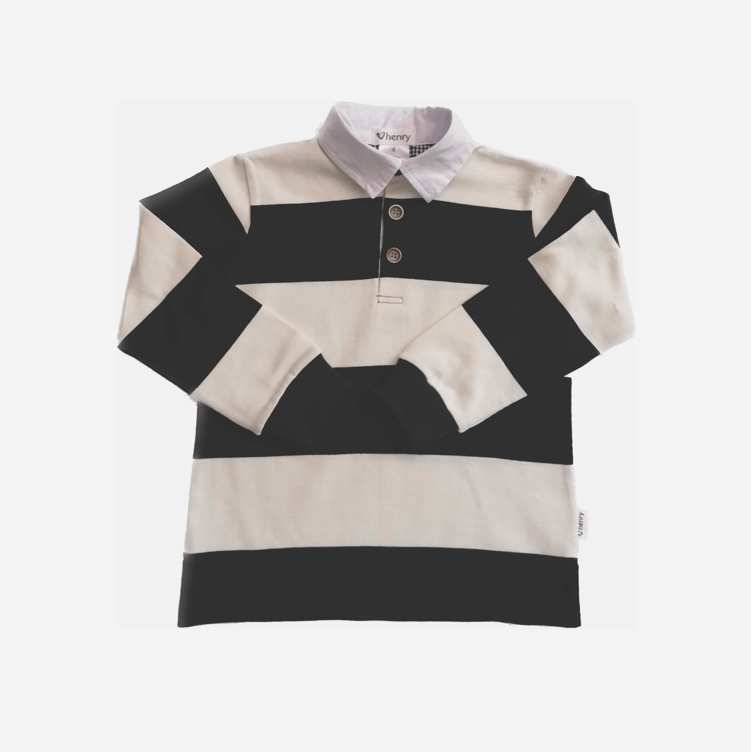 Love Henry Tops Boys Freddie Rugby Polo - Cream Stripe