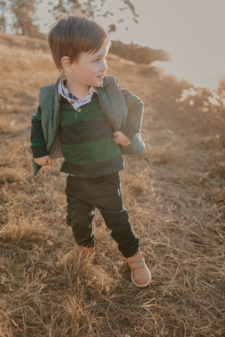Love Henry Tops Boys Freddie Rugby Polo - Green Stripe