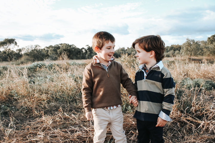 Love Henry Tops Boys Freddie Rugby Polo - Olive Stripe
