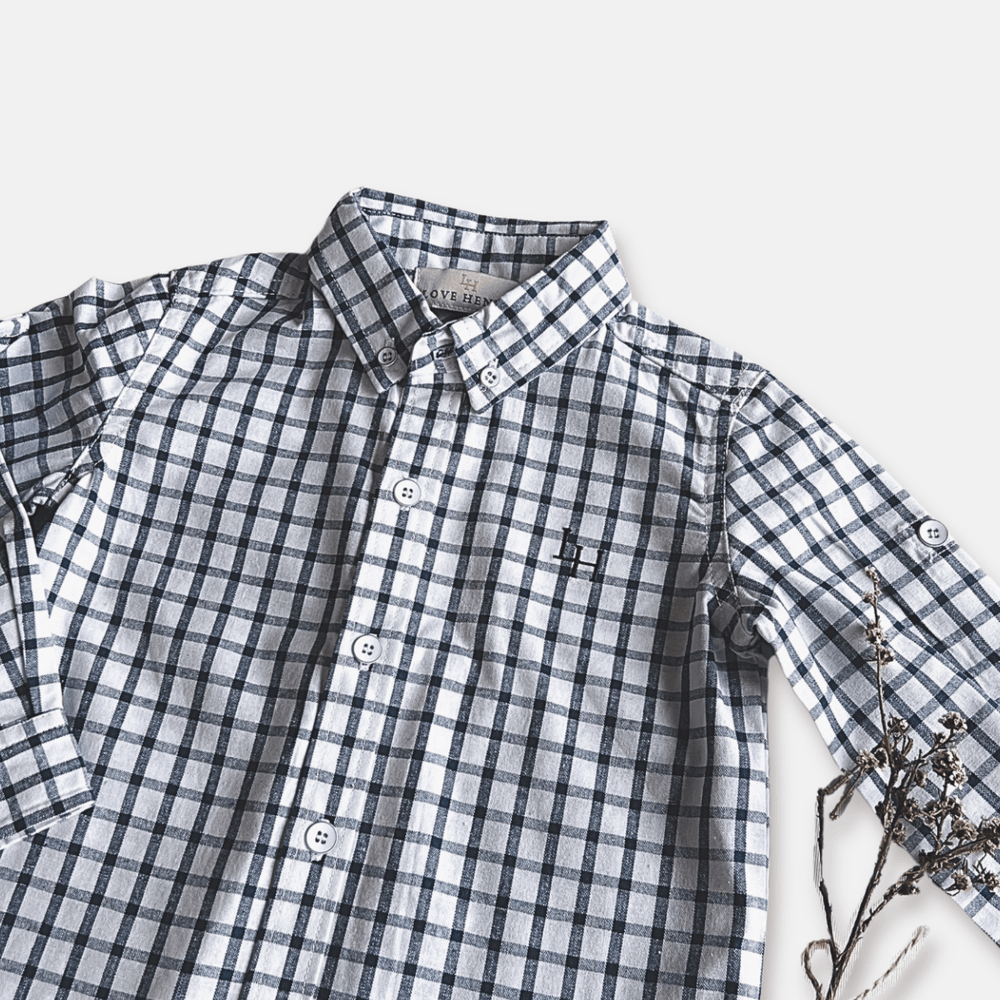 Love Henry Tops Boys Oxford Dress Shirt -  Blue Check