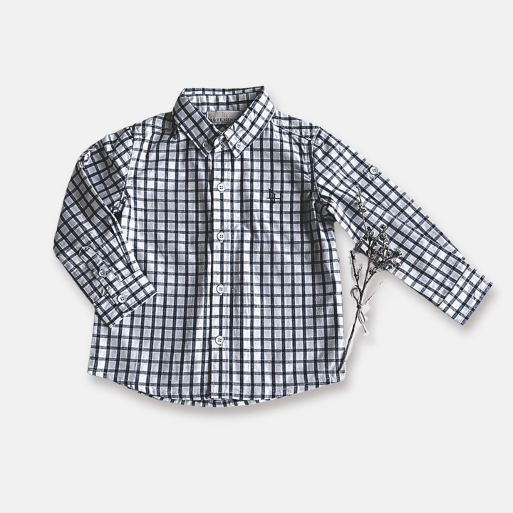 Love Henry Tops Boys Oxford Dress Shirt -  Blue Check