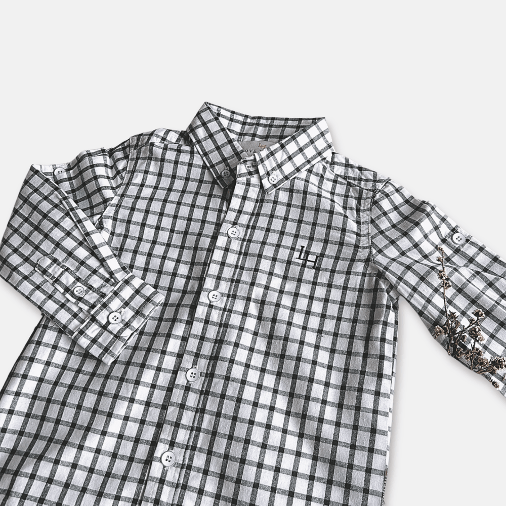 Love Henry Tops Boys Oxford Dress Shirt - Green Check