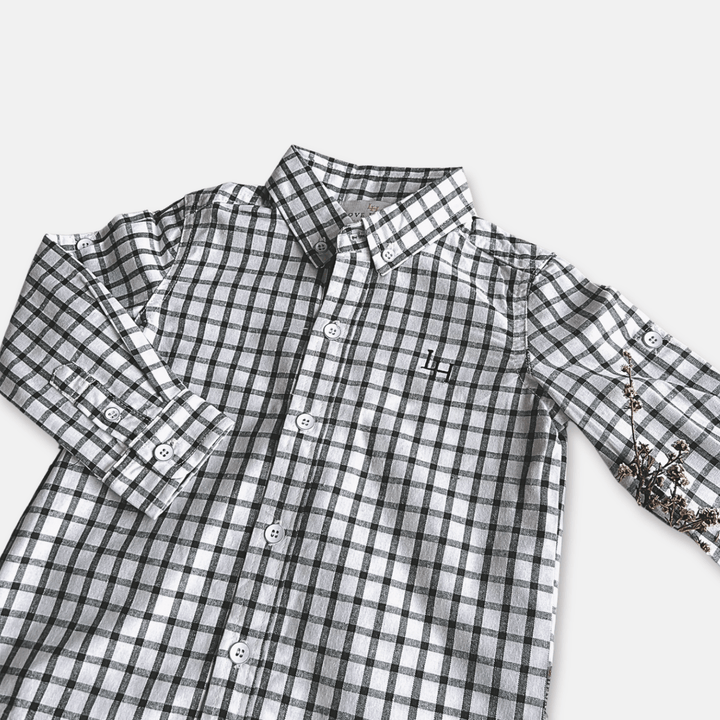 Love Henry Tops Boys Oxford Dress Shirt - Green Check