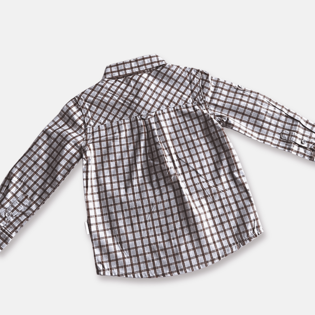 Love Henry Tops Boys Oxford Dress Shirt - Tan Check