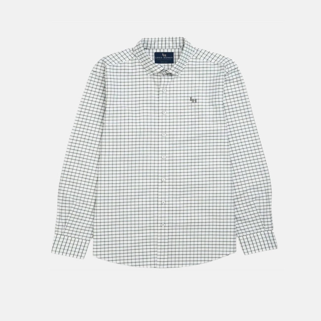 Love Henry Tops Boys Oxford Shirt -  Blue Check