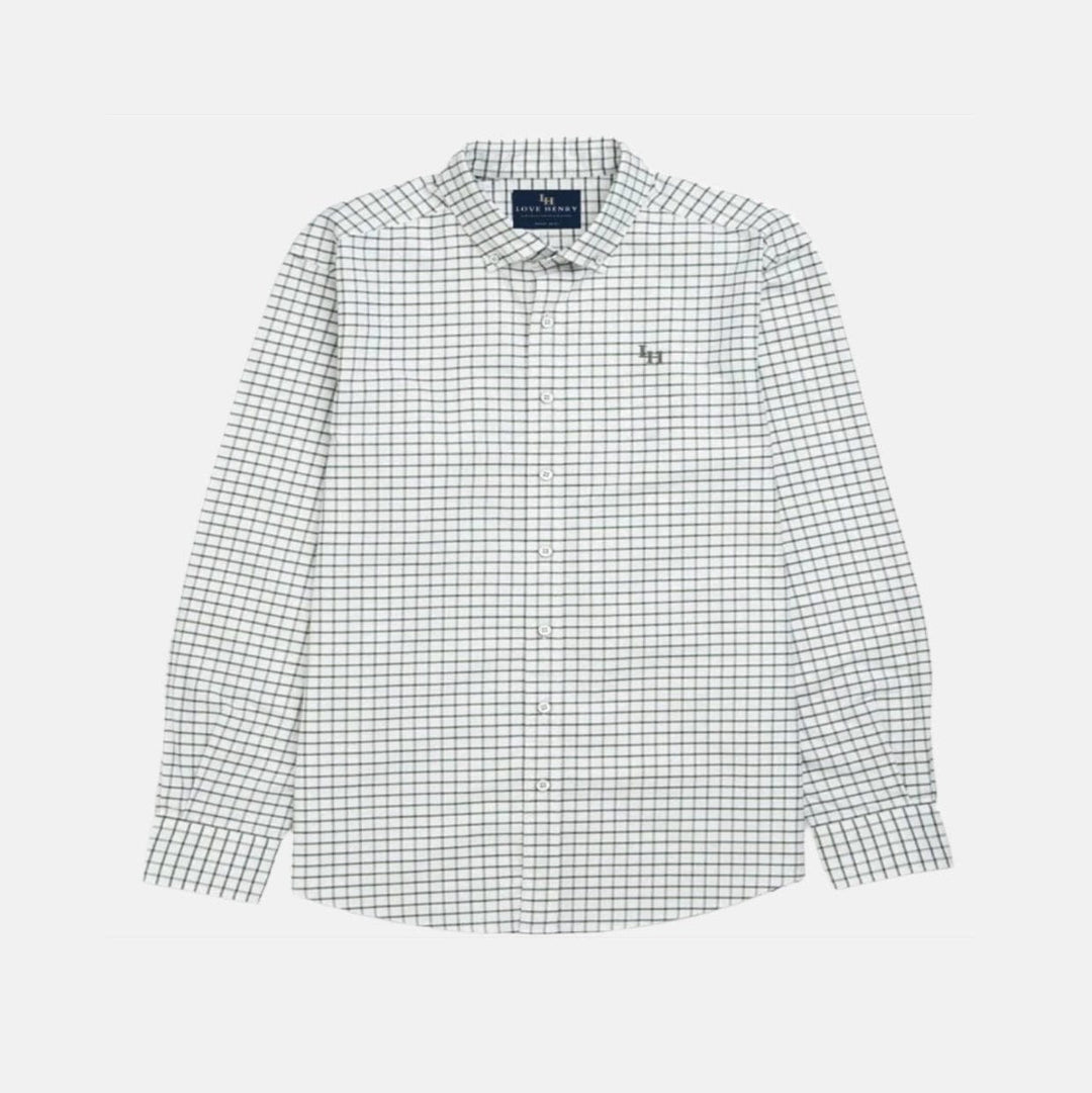 Love Henry Tops Boys Oxford Shirt - Green Check