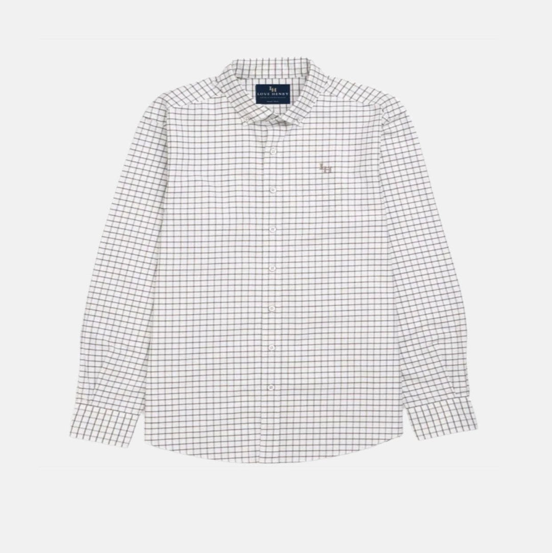 Love Henry Tops Boys Oxford Shirt - Tan Check