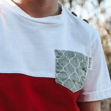 Load image into Gallery viewer, Love Henry Tops Boys Pocket Tee - Green Geo Print

