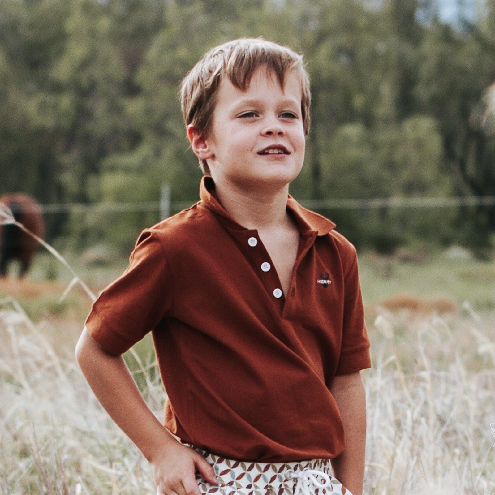 Love Henry Tops Boys Polo Shirt - Bronze