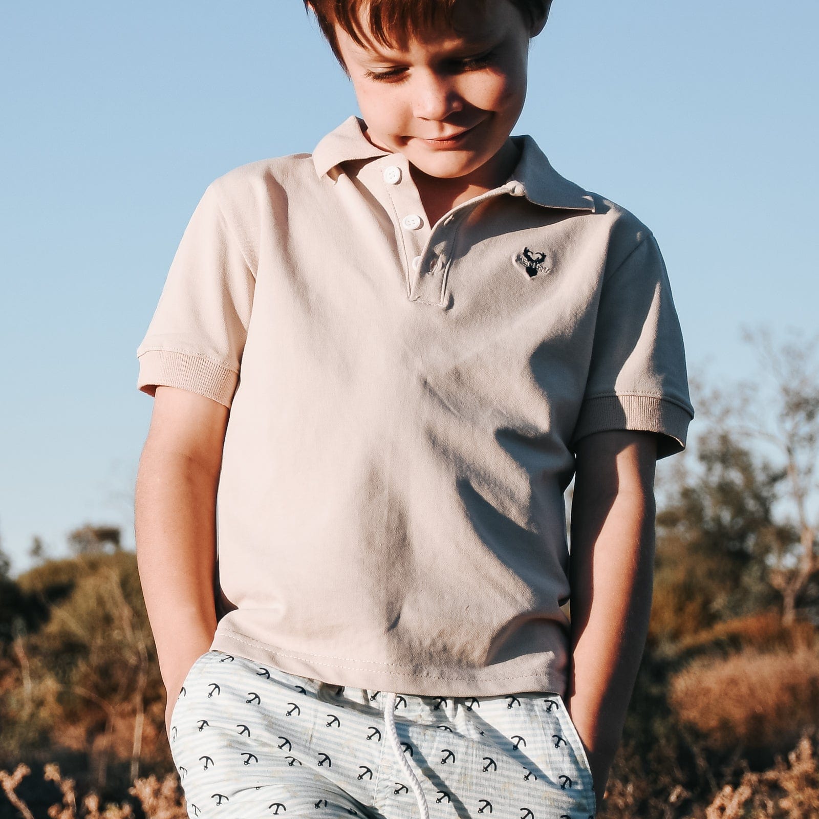 Love Henry Tops Boys Polo Shirt - Dusty Beige