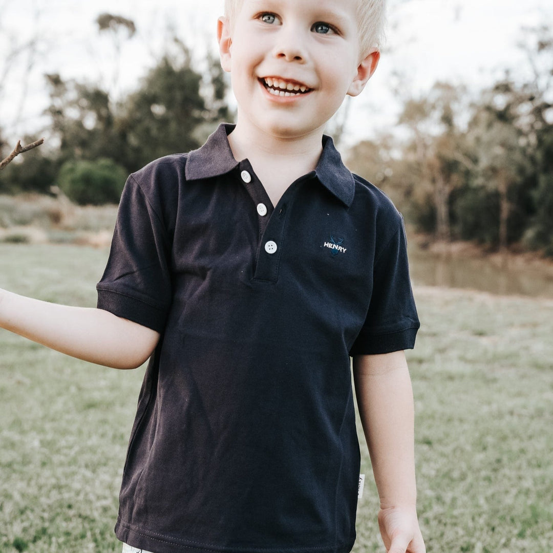 Love Henry Tops Boys Polo Shirt - Navy