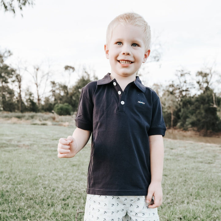 Love Henry Tops Boys Polo Shirt - Navy