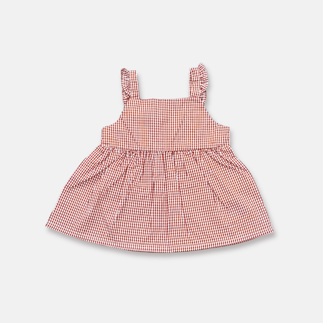 Love Henry Tops Girls Esme Top - Petite Red Check