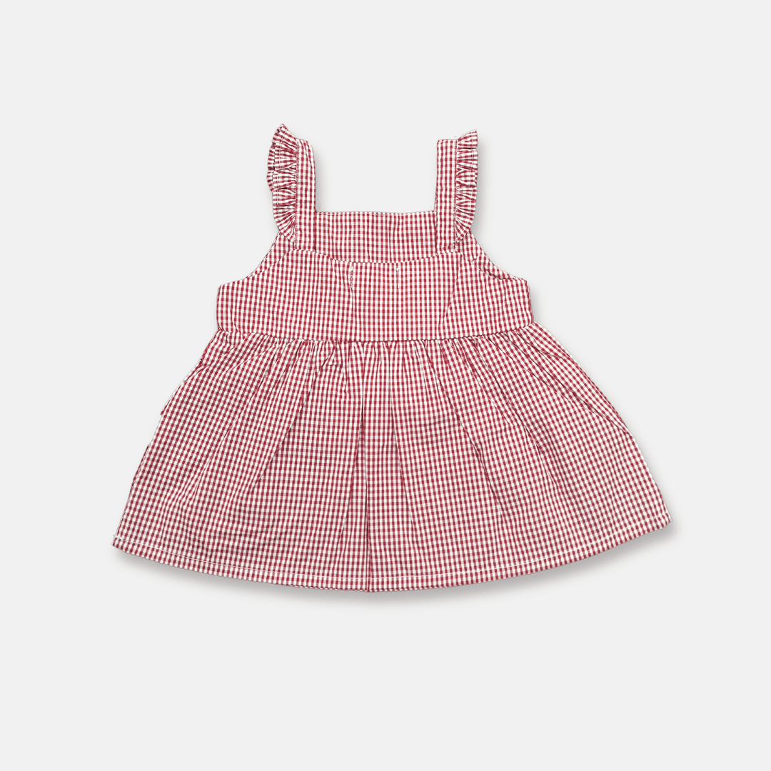 Love Henry Tops Girls Esme Top - Petite Red Check