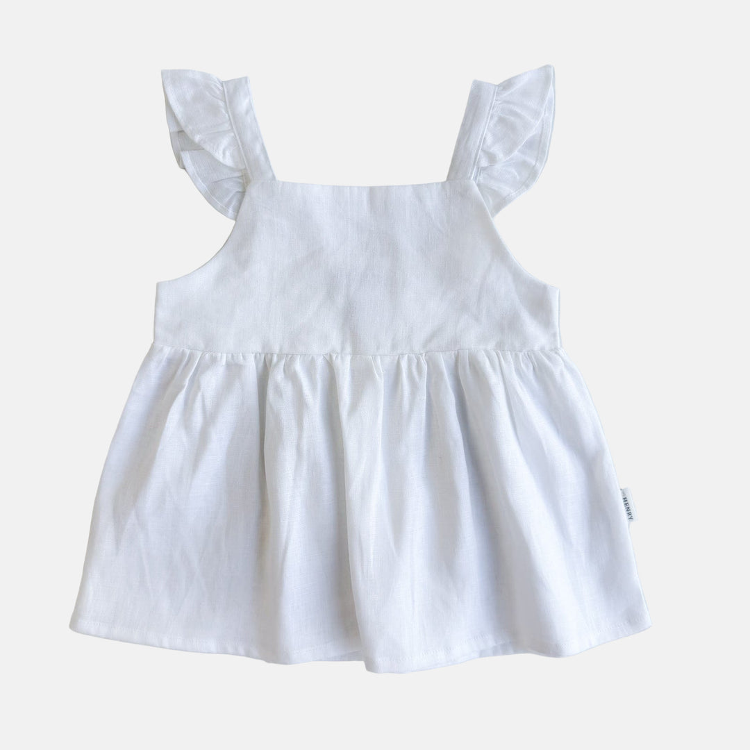 Love Henry Tops Girls Esme Top - White Linen