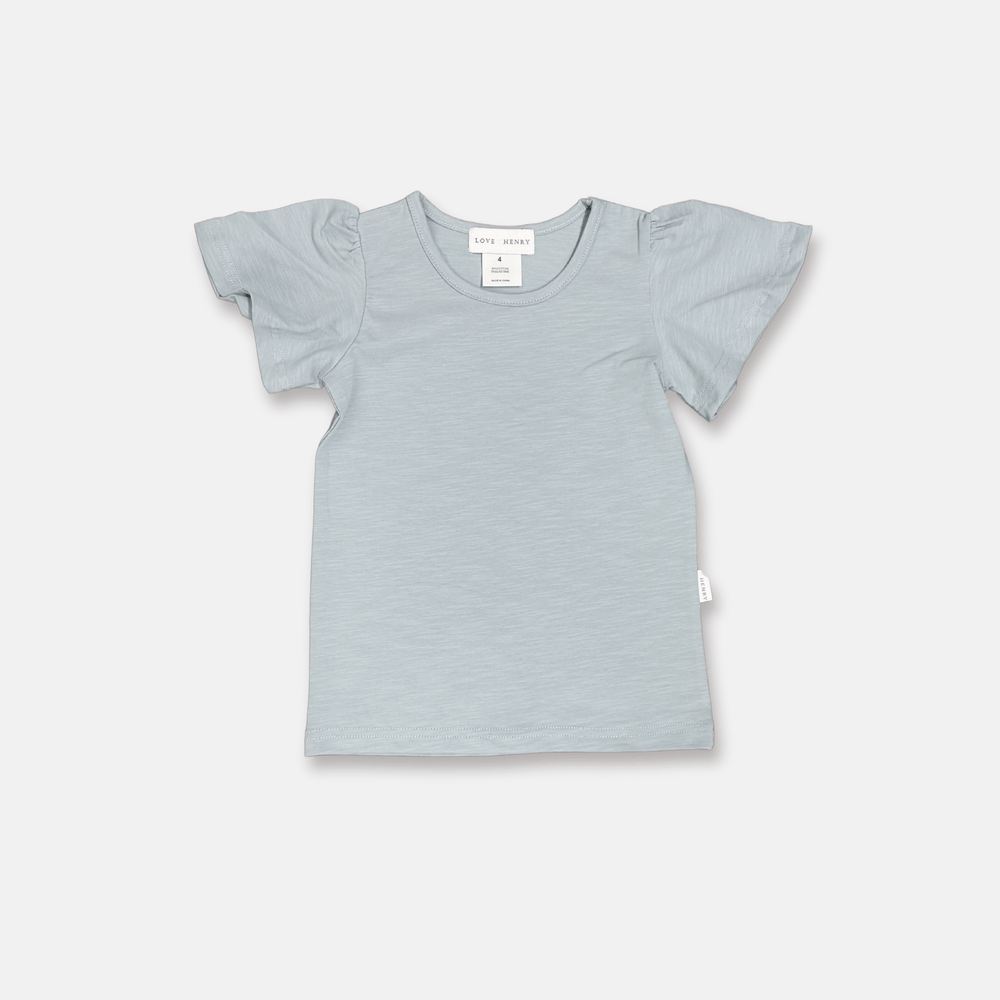 Love Henry Tops Girls Frill Sleeve Top - Blue